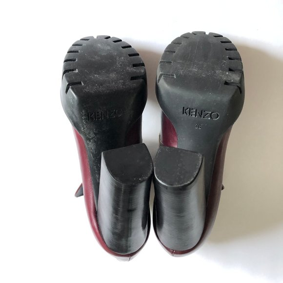 Kenzo bordeaux white platform leather loafer heels - Picture 9 of 10